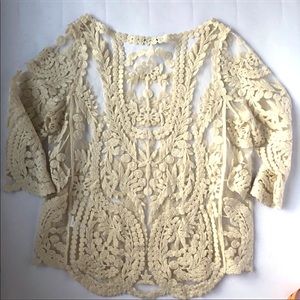 Bohemian embroidered sheer blouse | L